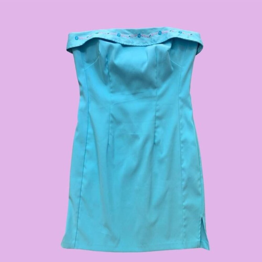 VINTAGE Y2K WHIMSICAL GLAM STRAPLESS‎ DRESS